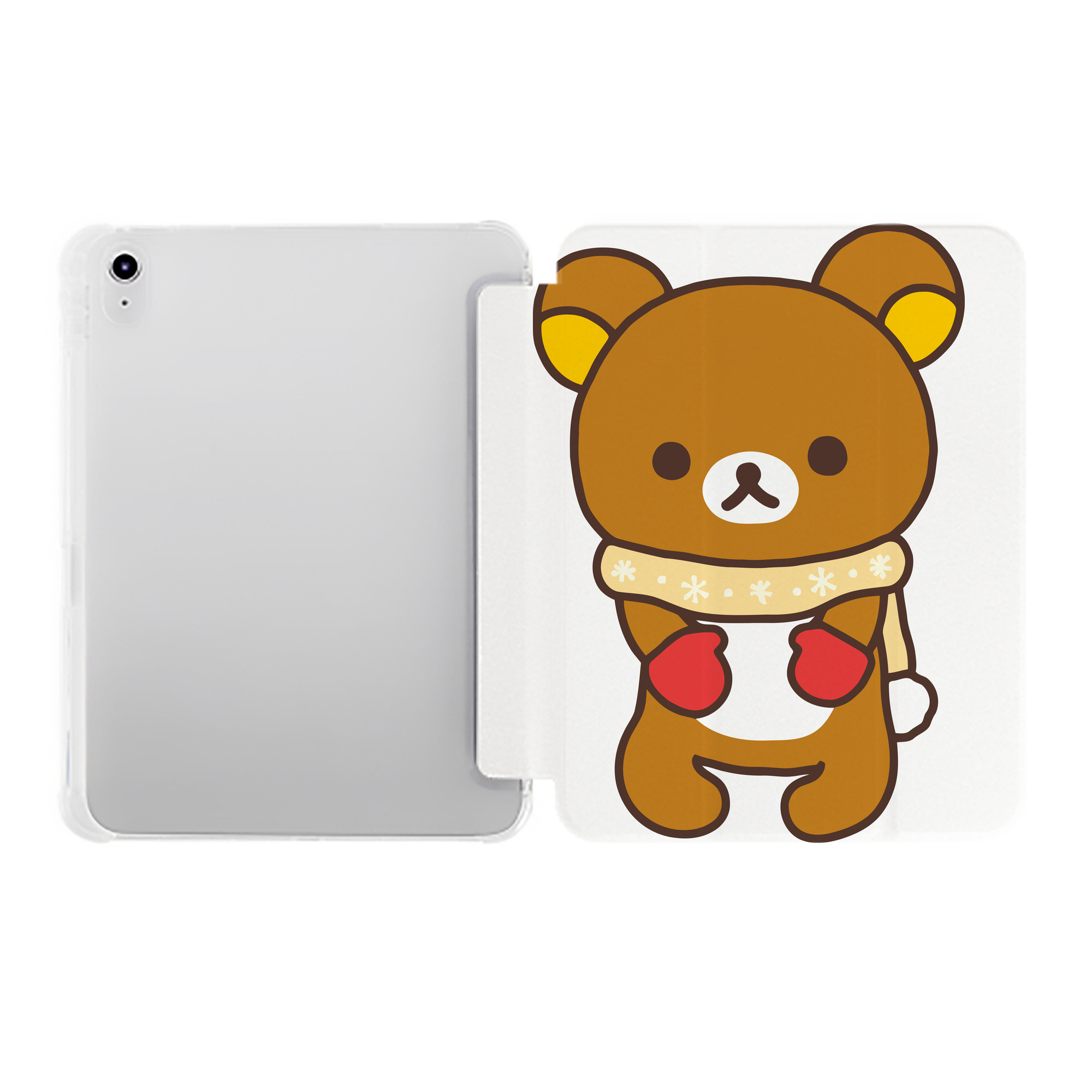 （画像用） リラックマ リラックマ キイロイトリ Rilakkuma Korilakkuma Kiiroitori IPad ケース ペン収納付き 三つ折りスタンド PUレザー×シリコン 対応機種9.5/10.5/10.9インチ